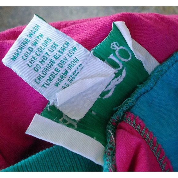 NOS Vtg 80s Shirt Colorblock Pink Turquoise  Oversized One Size 100% Cotton - Picture 4 of 9